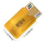 Estojo para Cartões de Crédito, Identificação e Bancários com Bloqueio RFID em Alumínio, 100 peças, Tamanho: 9 x 6.3cm