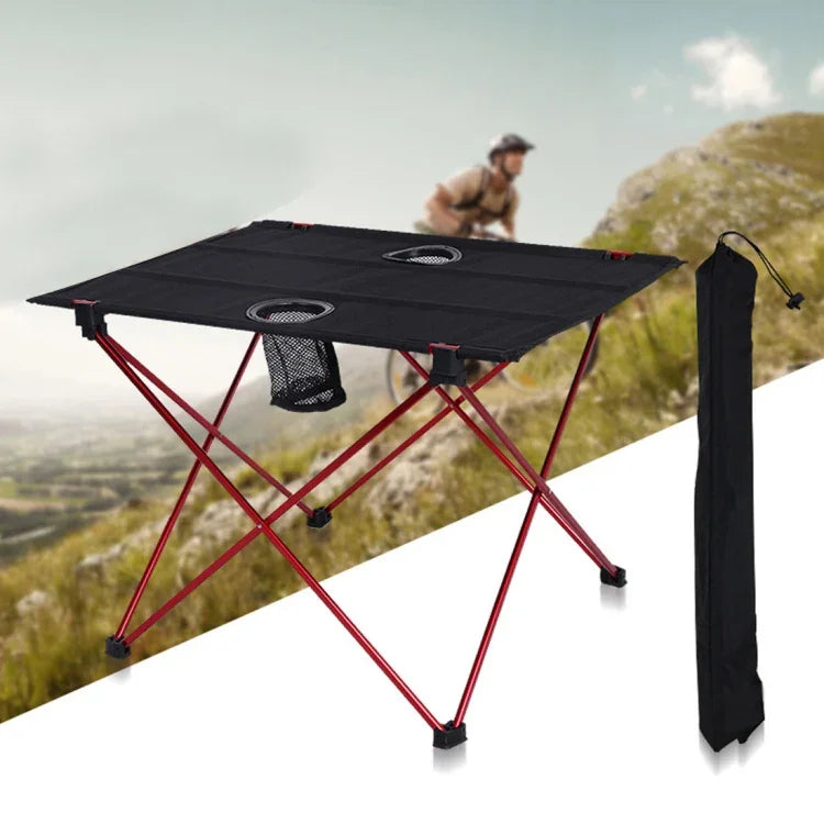 Mesa Dobrável Portátil para Campismo ao Ar Livre Mesa de Piquenique e Churrasco em Tecido Oxford e Alumínio de Aviação, Mesa para Churrasco ao Ar Livre (vermelha)