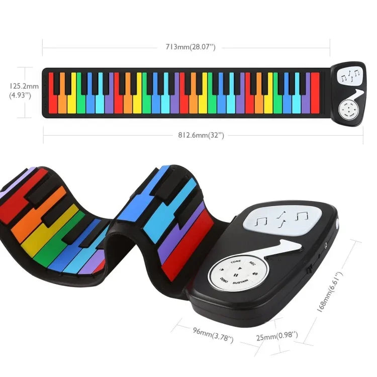 Piano Eletrónico de Silicone para Crianças com 49 Teclas, colorido