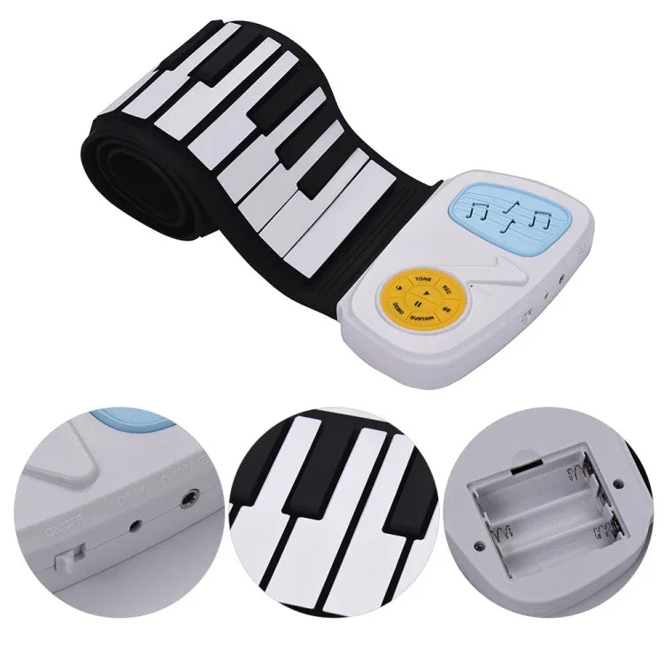 Piano Eletrónico de Silicone para Crianças com 49 Teclas, colorido