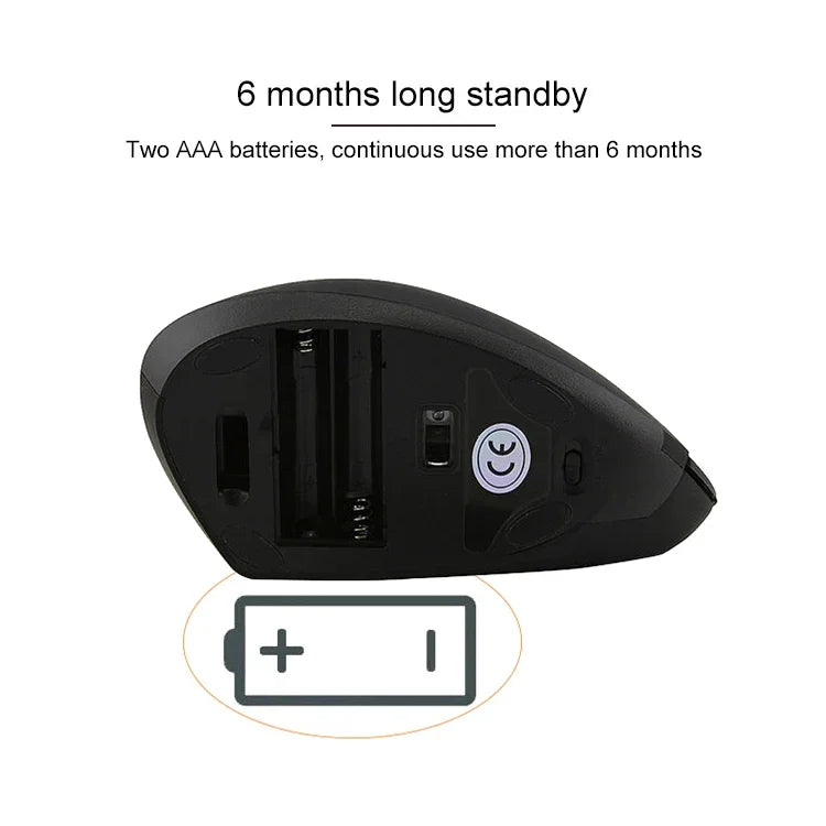 Rato Vertical Óptico Sem Fios 2.4GHz Versão a Pilhas, Versão a Pilhas (Preto), Versão a Pilhas (Branco)