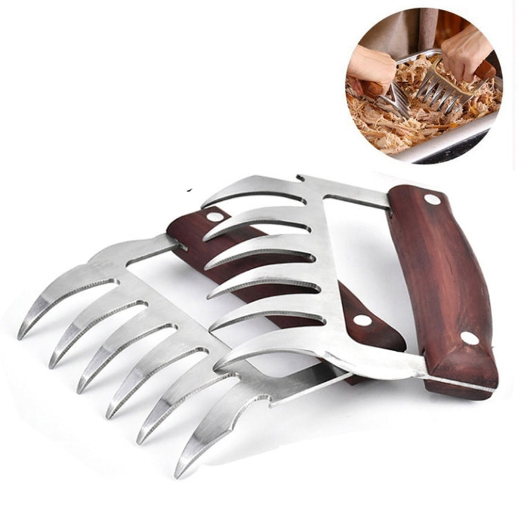 2 Peças Garra de Urso em Aço Inoxidável Garfo de Churrasco para Frango Desfiado com Cabo de Madeira Antiderrapante Garfo Criativo de Cozinha Garra para Carne Divisora de Carne com, Divisor de Carne (Madeira Vermelha), Divisor de Carne (Cor Madeira)