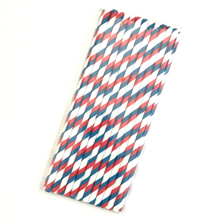 2 Pacotes / 50 unidades Palhinhas de Papel Listradas Degradáveis e Ecológicas Palhinhas Descartáveis de Papel Kraft, Palhinhas de Papel Kraft (Vermelho Azul)