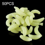 HENGJIA SO106 50 Peças de Isco Macio em Forma de Minhoca de Pão Simulado de 20mm, Isco Macio em Forma de Crescente para Peixe Cavalo, Equipamento de Pesca