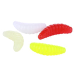 HENGJIA SO106 50 Peças de Isco Macio em Forma de Minhoca de Pão Simulado de 20mm, Isco Macio em Forma de Crescente para Peixe Cavalo, Equipamento de Pesca