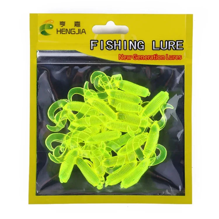HENGJIA SO105 20 Peças de Isco Macio com Cauda Dupla 3,5cm/0,9g para Pesca Marinha