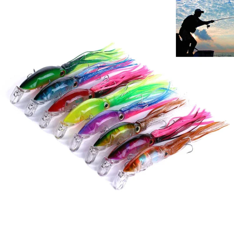 HENGJIA JIZ002 Conjunto de 8 Peças de Iscos Duros em Forma de Polvo Grande 10cm/16,6g para Pesca de Longo Alcance, Adequados para Pesca Marinha e Água Doce, Embalado, 8 Peças