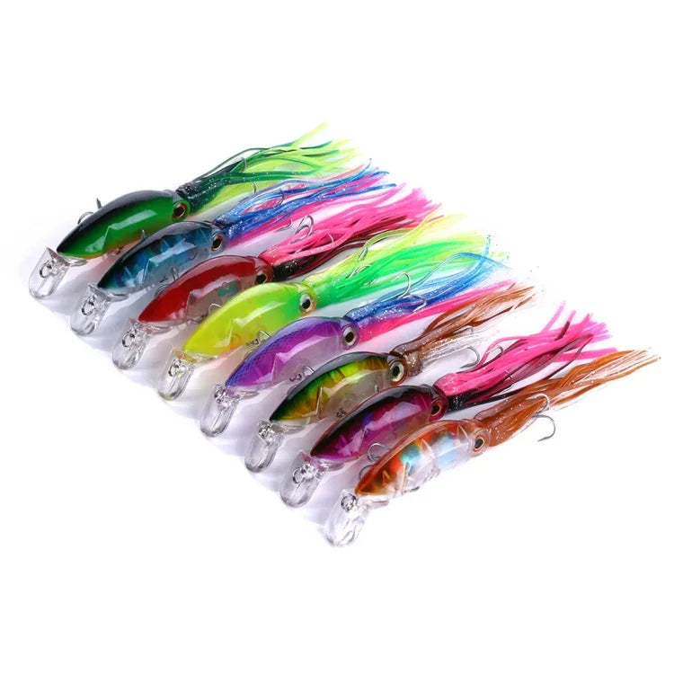 HENGJIA JIZ002 Conjunto de 8 Peças de Iscos Duros em Forma de Polvo Grande 10cm/16,6g para Pesca de Longo Alcance, Adequados para Pesca Marinha e Água Doce, Embalado, 8 Peças