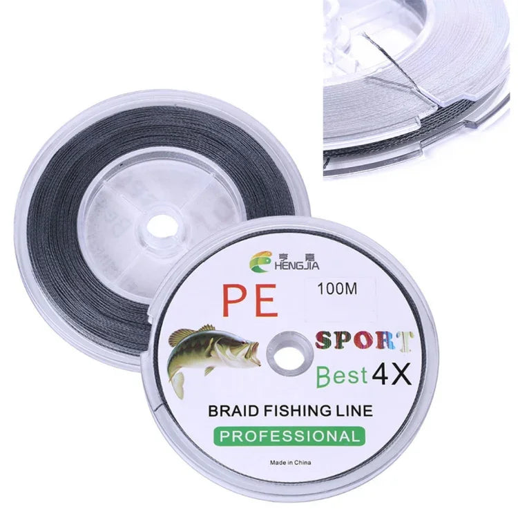 HENGJIA FLP41G Linha de Pesca PE Cinzenta de 100m Série 4 com Trança Forte