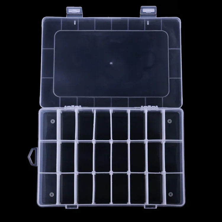 HENGJIA qt022 Caixa Transparente Impermeável para Armazenamento Multifuncional de Ferramentas e Equipamento de Pesca com Vinte e Quatro Divisórias, qt022