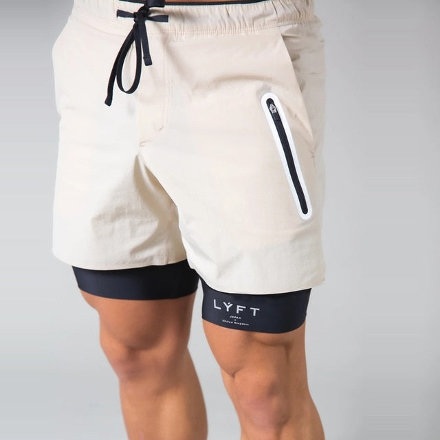 LYFT Loose Double Layer Quick-drying Fitness Shorts For Men, M, L, XL, XXL, XXXL