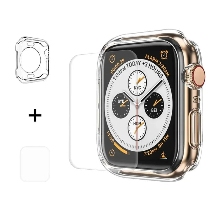 ENKAY Capa Semi-rígida TPU 2 em 1 + Filme Curvo PET 3D de Tela Completa para Apple Watch Série 6 / 5 / 4 / SE 3 / SE 2 / SE 1 44mm, F Apple Watch Série 6 / 5 / 4 / SE 3 / SE 2 / SE 1 44mm
