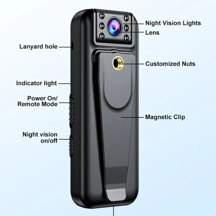 A82 IR Night Vision Rotating Lens 2K HD Video WiFi Recorder with Back Clip - Trustpick