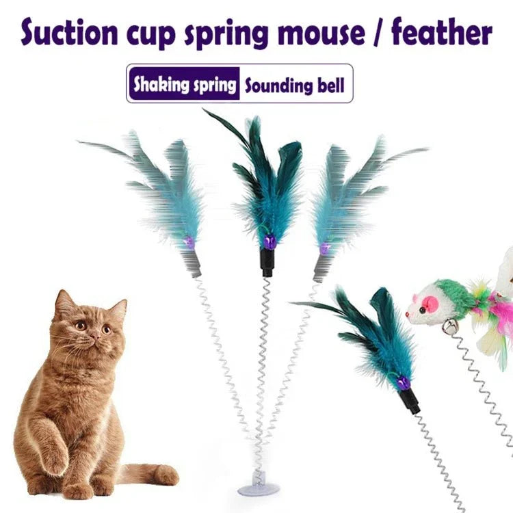 Cat Interactive Stick Feather Toy with Fixed Suction Cup - Trustpick