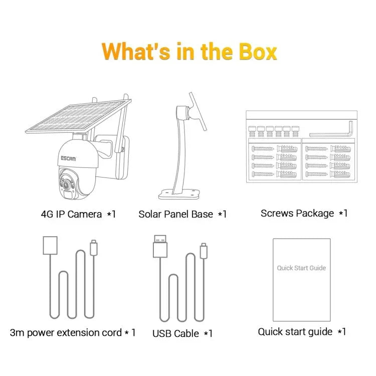 ESCAM QF450 HD 1080P 4G US Version Solar Powered IP Camera without Memory, Support Two - way Audio & PIR Motion Detection & Night Vision & TF Card - Trustpick