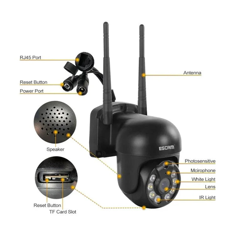 ESCAM WNK610 3.0 Million Pixels Wireless Dome IP Camera, Support Motion Detection & Two - way Audio & Full - color Night Vision & TF Card, EU Plug - Trustpick