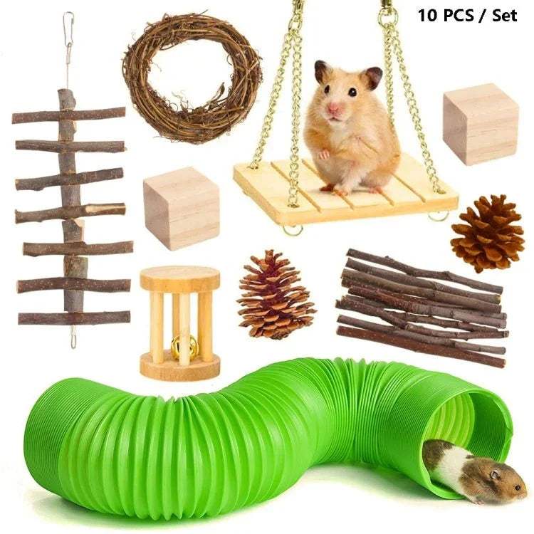 Hamster Toy Pet Rabbit Guinea Pig Parrot Play Grinding Wood Toys - Trustpick