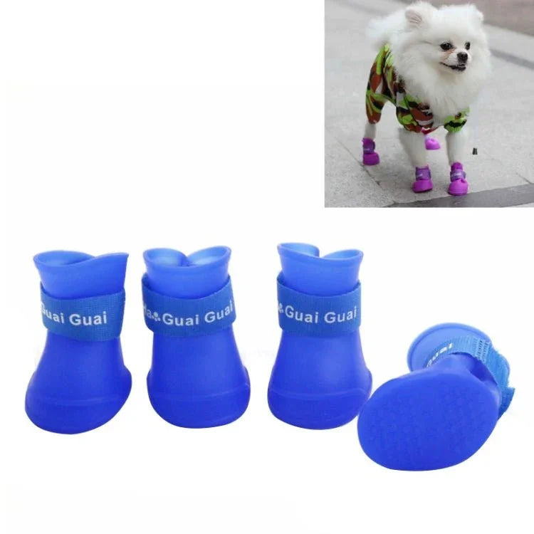 Lovely Pet Dog Shoes Puppy Candy Color Rubber Boots Waterproof Rain Shoes, S, Size: 4.3 x 3.3cm - Trustpick