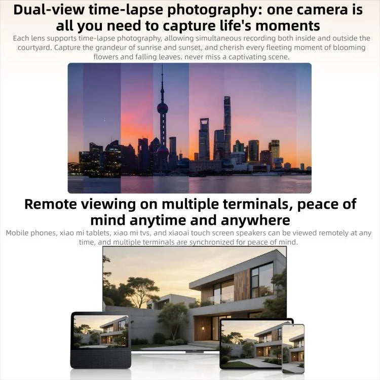 Original Xiaomi Outdoor Camera 4 Pro 3 Lens 9X Zoom 5MP Full Color Night Vision Sound Light Warning Security Camera - Trustpick