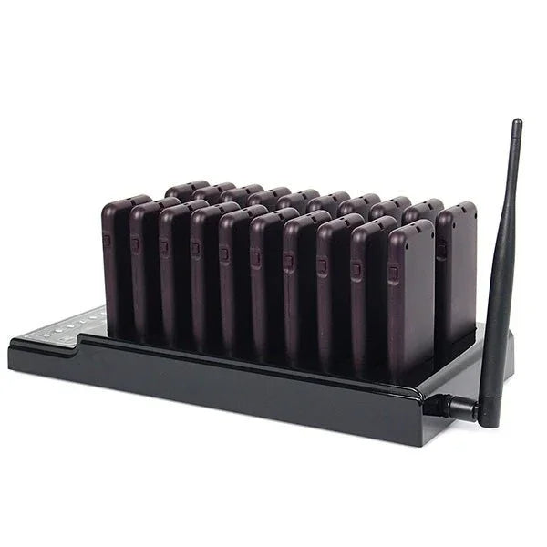 QC100 999 Channel Restaurant Wireless Paging Queuing Calling System with 20 Call Coaster Pagers, US Plug - Trustpick