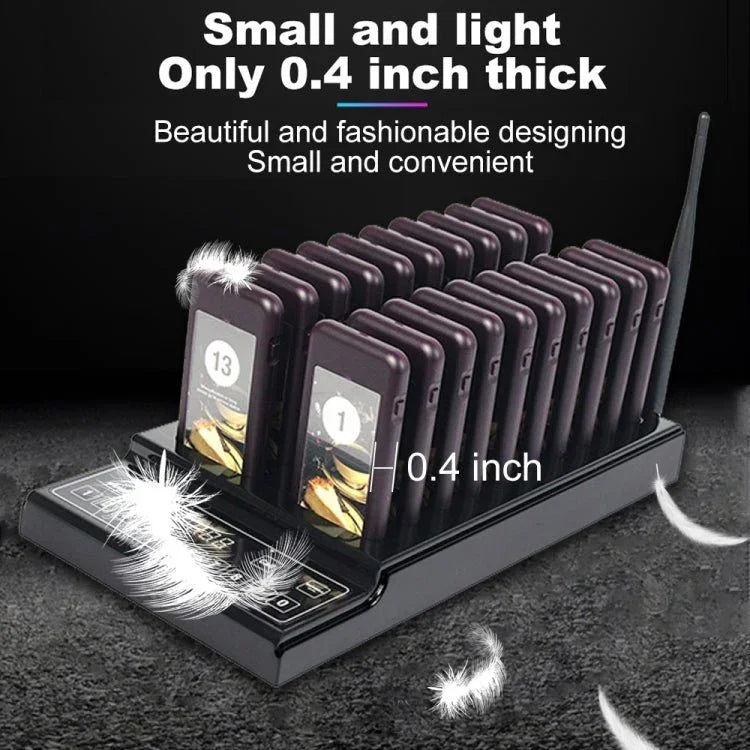 QC100 999 Channel Restaurant Wireless Paging Queuing Calling System with 20 Call Coaster Pagers, US Plug - Trustpick