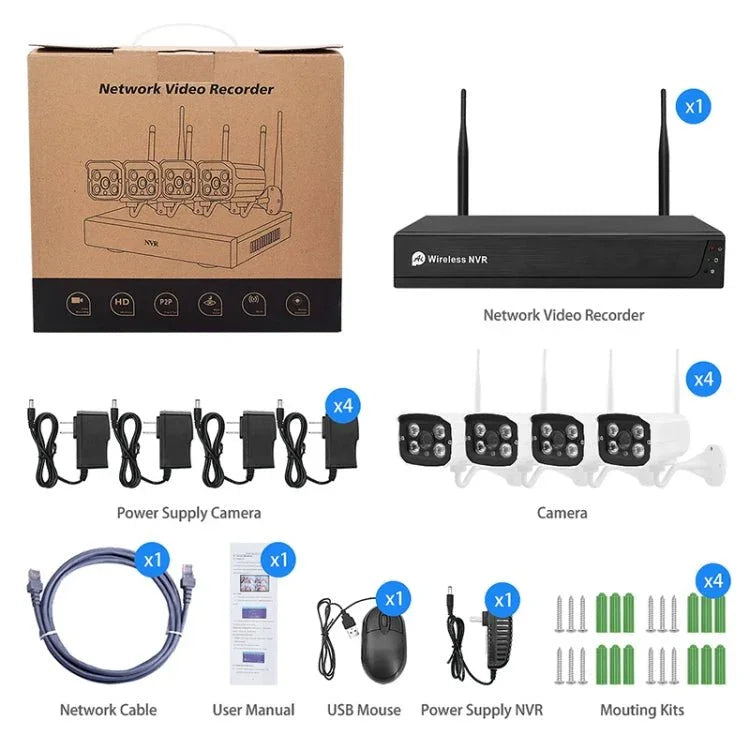 QS200 - 4 2.0MP 1080P HD Network Video Recorder Wireless Camera Set - Trustpick