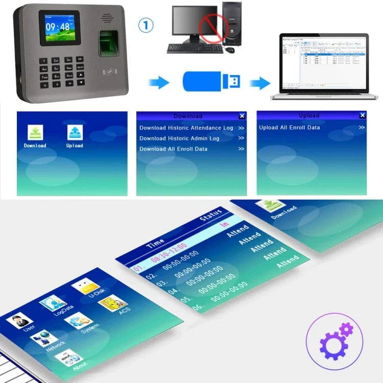 Realand AL321D Fingerprint Time Attendance with 2.4 inch Color Screen & ID Card Function & Battery - Trustpick