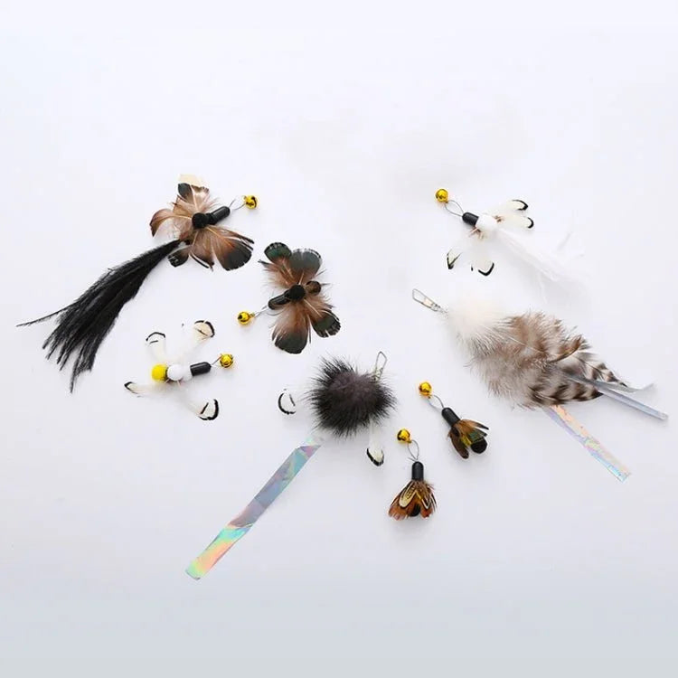 Simulated Insect Feather Cat Teaser Replacement Head Cats Self - Help Toy Bell - Trustpick