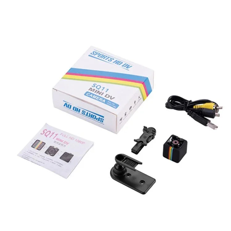 SQ11 Mini DV HD 1080P 6 LEDs Sport Recorder Camera with Holder, Support Monitor Detection & IR Night Vision & TF Card - Trustpick