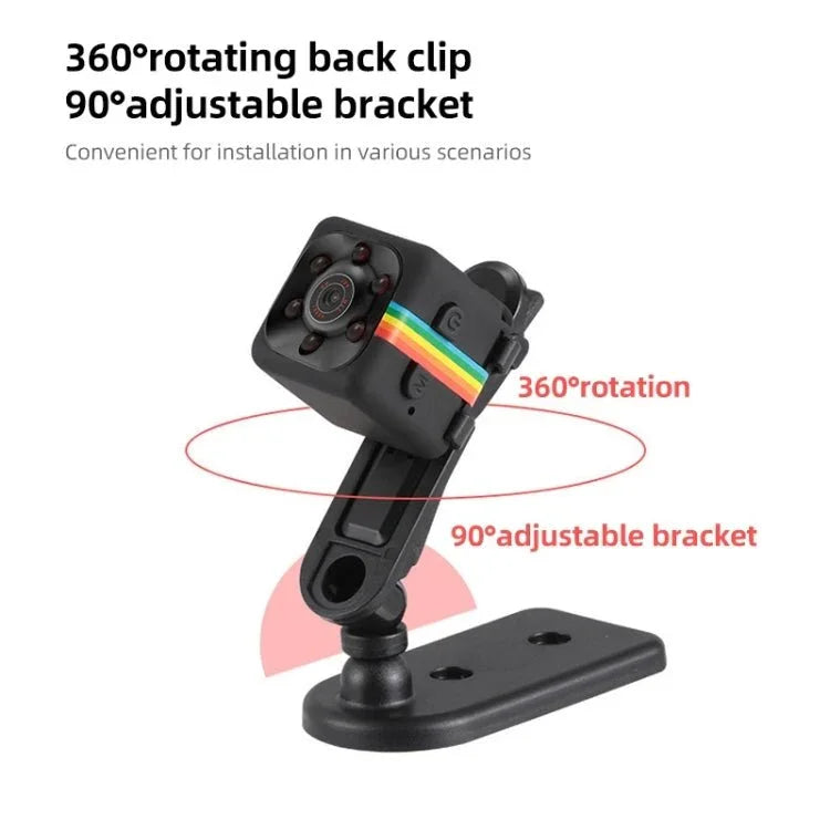SQ11 Mini DV HD 480P 6 LEDs Sport Recorder Camera with Holder, Support Monitor Detection & IR Night Vision & TF Card - Trustpick