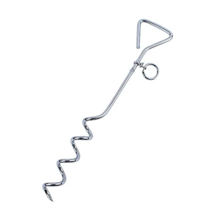 Stainless Steel Dog Spiral Tie Out 360 Degree Rotation Anti Wrap Fixed Pile Outdoor Camping Stake, Size:42cm*8mm - Trustpick