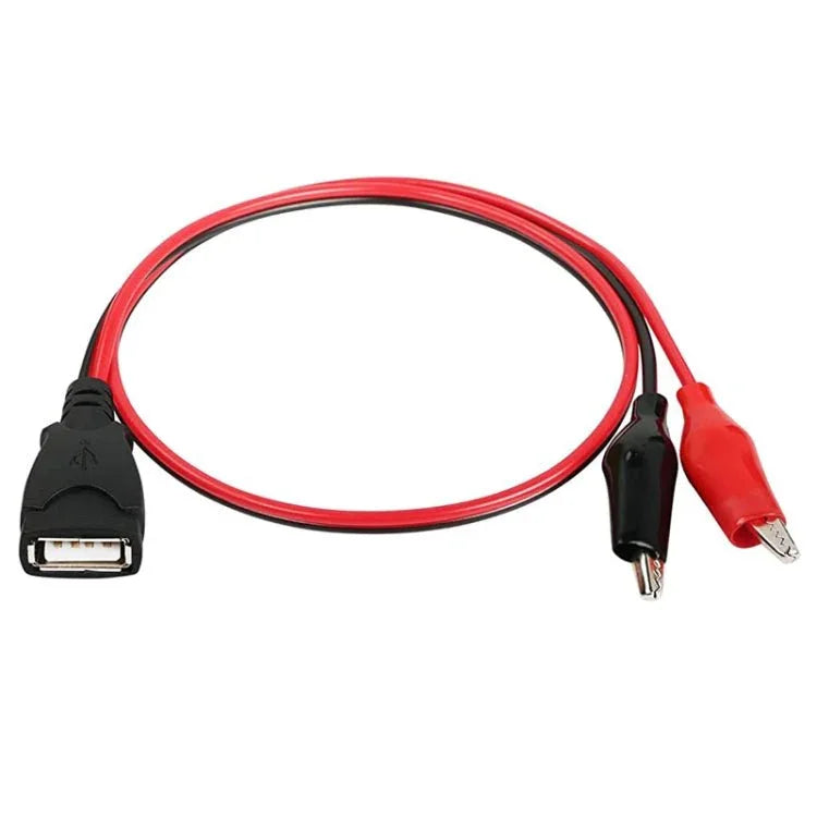 USB - A Female To 2 x Crocodile Clip Power Connection Extension Cable, Length: 0.5m - Trustpick