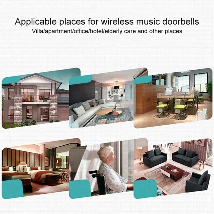 VOYE V009A Home Music Remote Control Wireless Doorbell with 38 Polyphony Sounds, US Plug - Trustpick