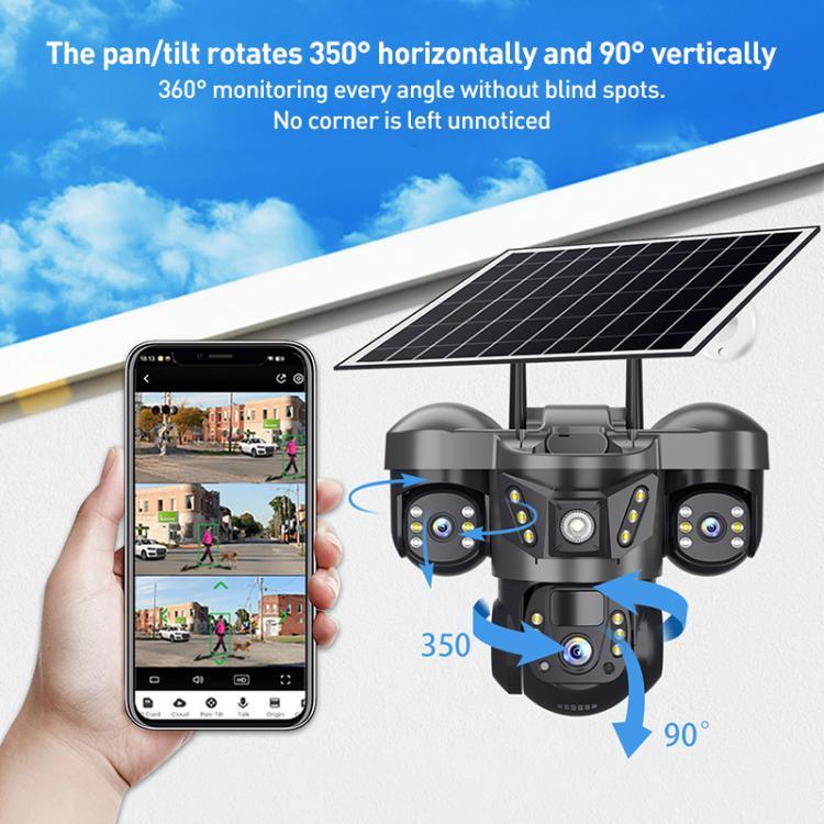 VTS29 6MP Multi - lens Panoramic Solar Surveillance PTZ Dome Camera - Trustpick